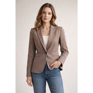 H&M Women’s Blazer Size 10 Taupe Tailored Single Button Career Jacket Stretch